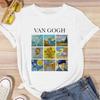 ZX TEE Van Gogh Printed Streetwear Fashion Girls T-Shirts Harajuku White Clothing Short Sleeve Summer Tees Casual Female O-Neck Tops