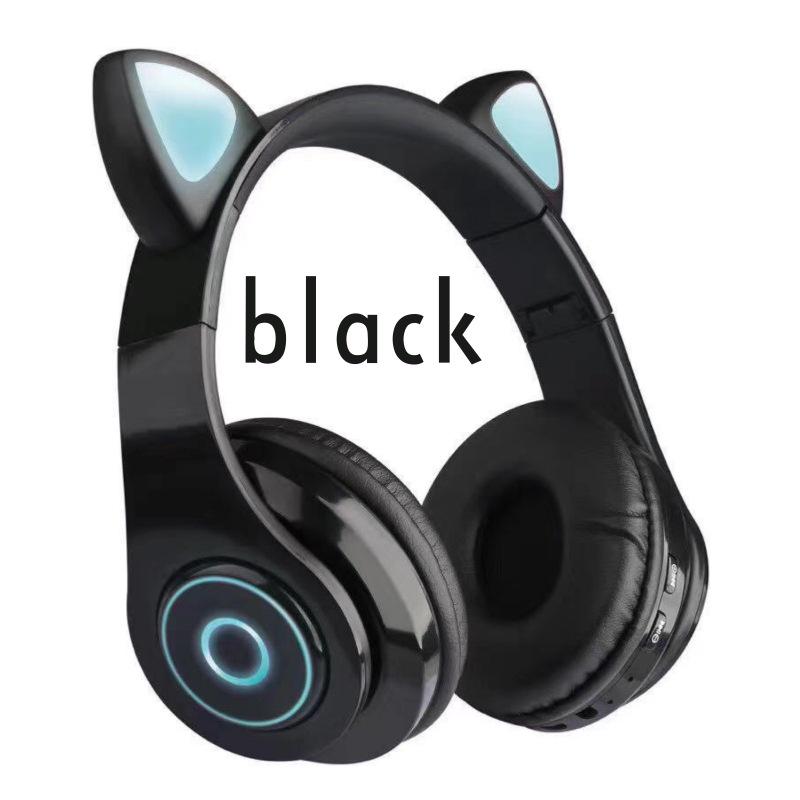 RGB Cat Ear Headband Bluetooth Gaming Headset with Wired Option