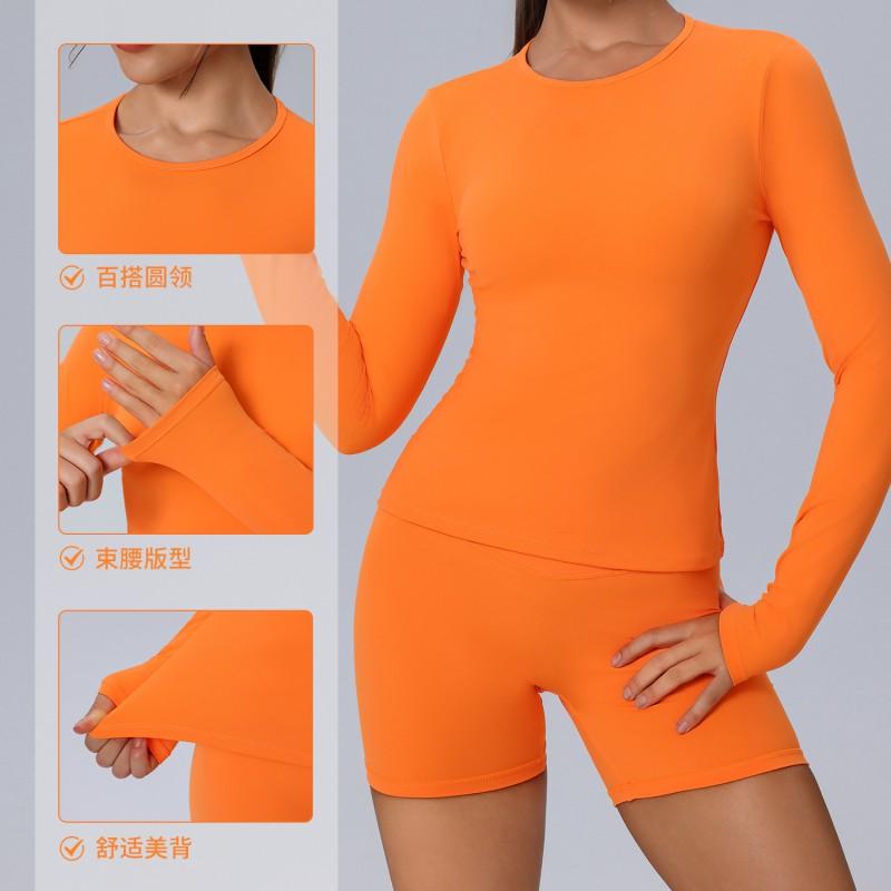 Womens Long Sleeve Yoga Top Tight Fit Breathable Workout Shirt Gym Running Dance Fitness