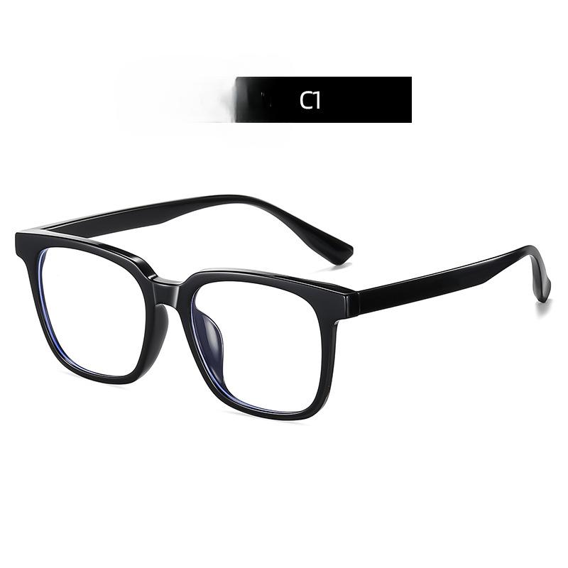 Korean Cold Wind TR90 Thick Frame Optical Glasses Fashion Square Large Frame Flat Mirror Anti-blue Myopia Glasses