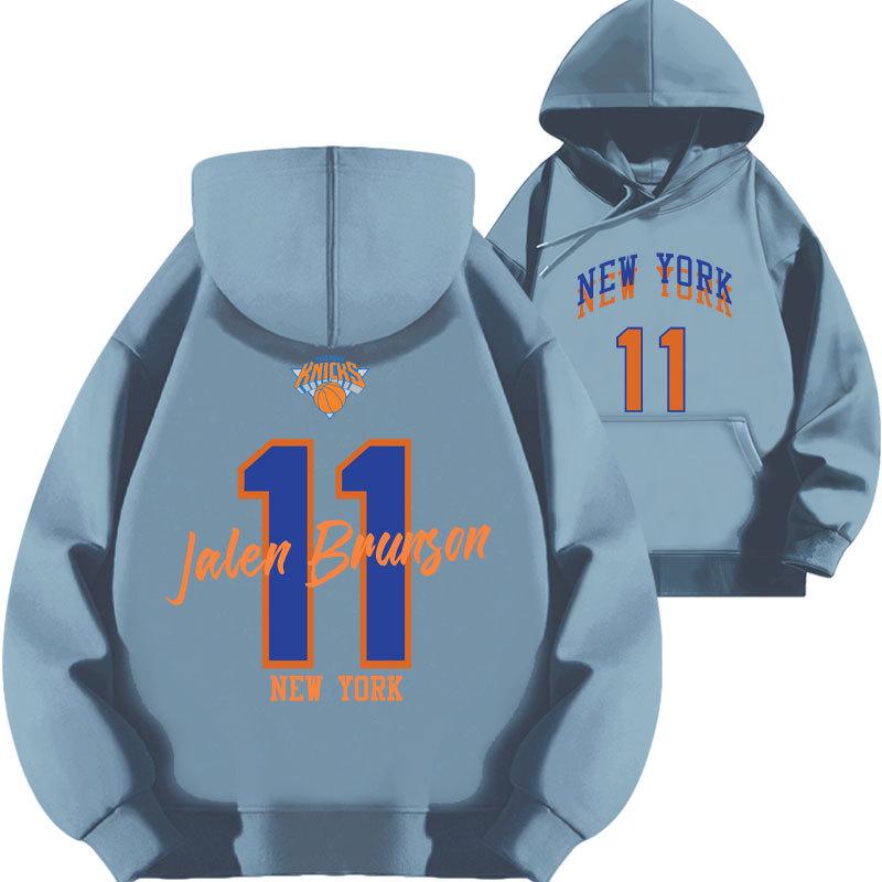 2025 Jalen Brunson Knicks Basketball Hoodie with Plus Velvet for Autumn
