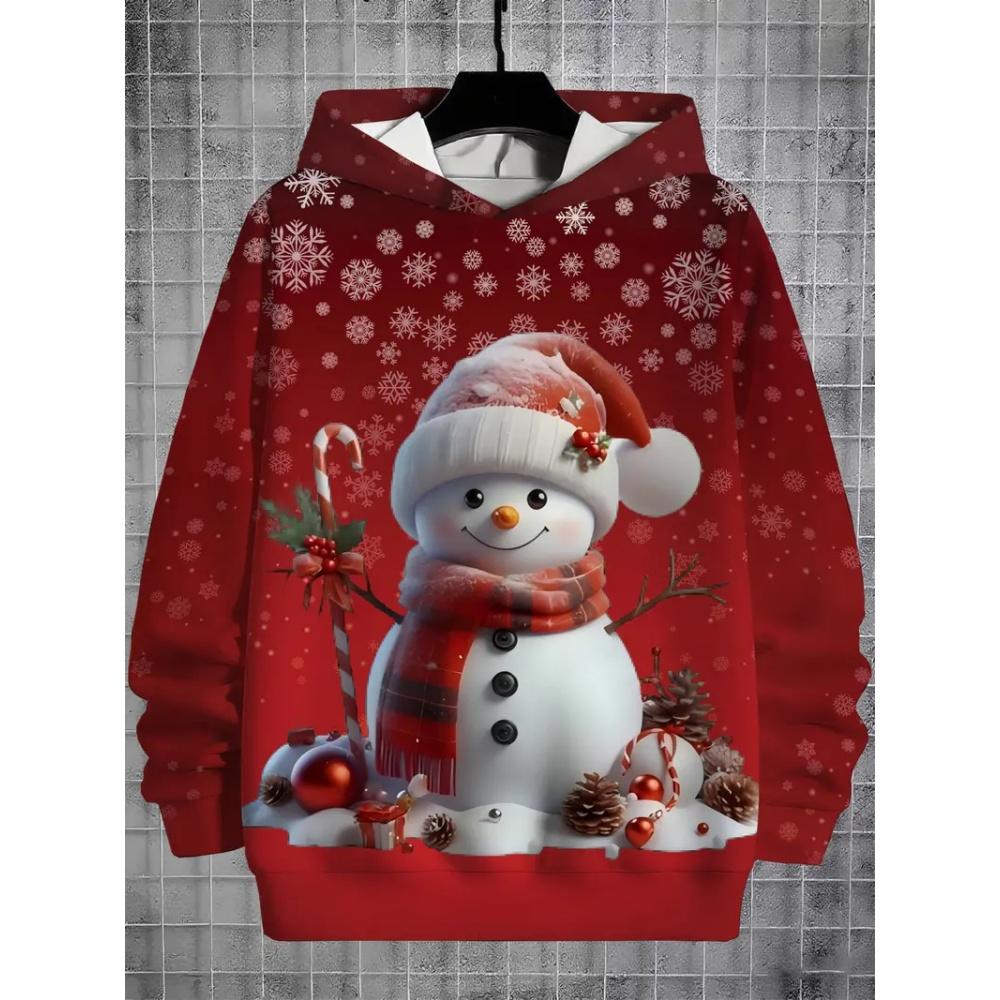Children's Sweatshirts Christmas Series Cartoon Print Autumn Winter Comfortable Long Sleeve Hoody Casual Pullover Clothing Girls