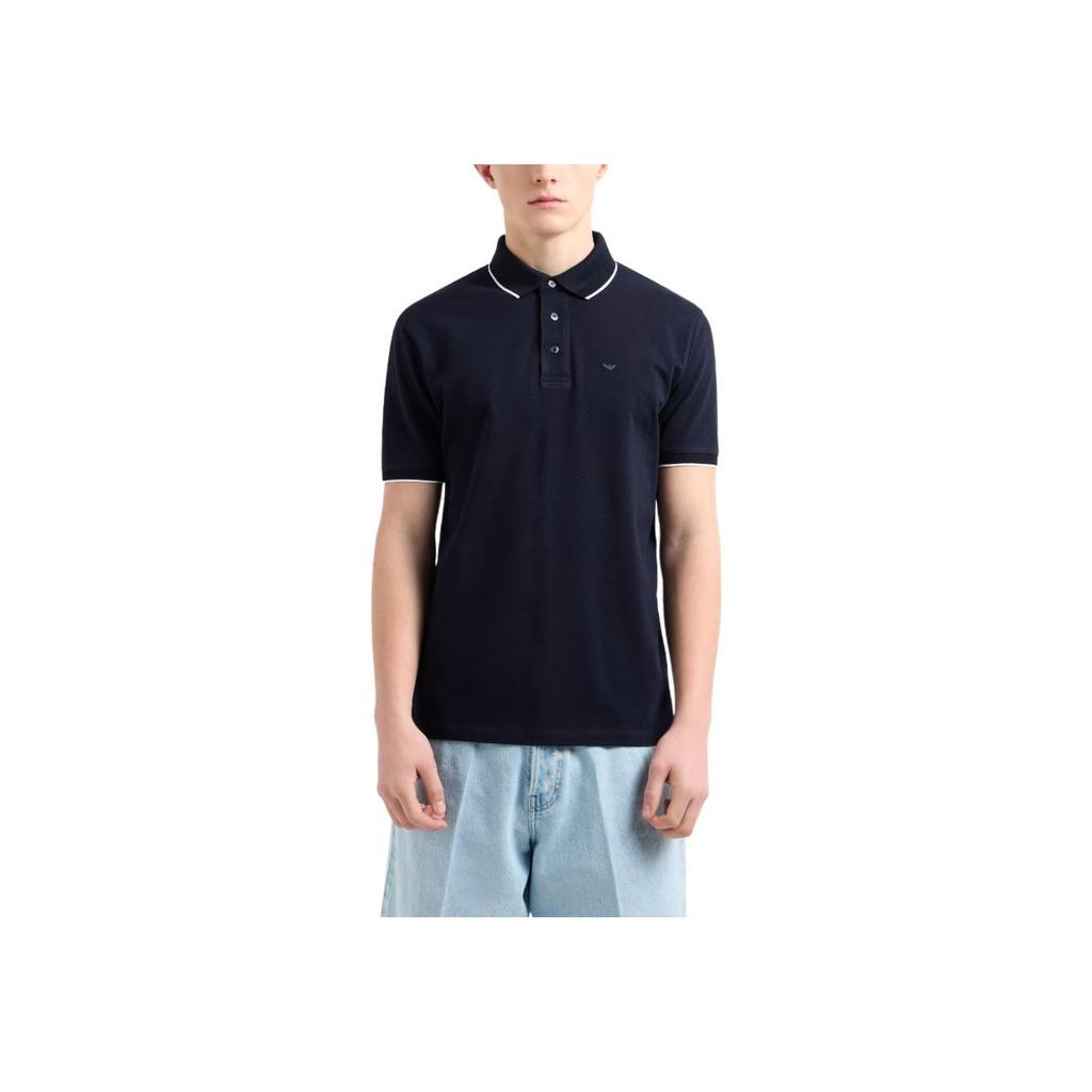 Emporio Armani Logo Embroidered Polo Shirt Men Polo Shirts Navy EM000858-AF12955-UB118