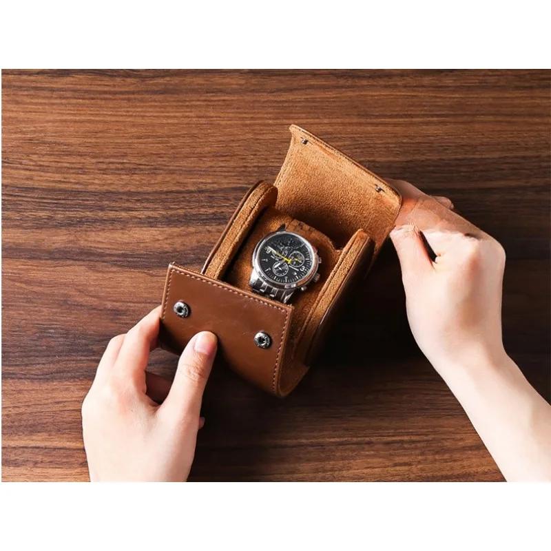 1 Stück Tragbare PU Leder Uhrenbox für Reise Uhrenetui Halter Organizer mit Staubdichtem Design für Mechanische Uhren