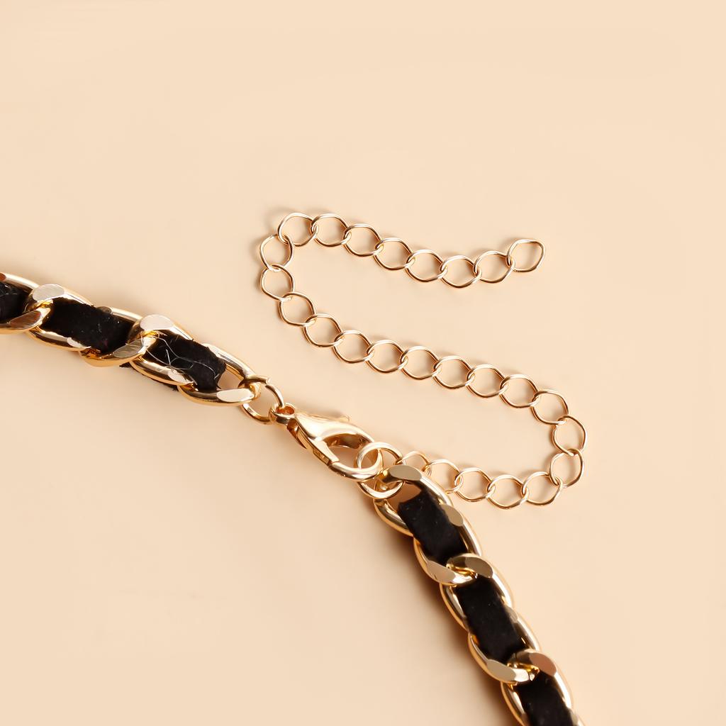 Heart-shaped Pendant Necklace Leather Rope Wrapped Chain Choker Women Party Jewelry