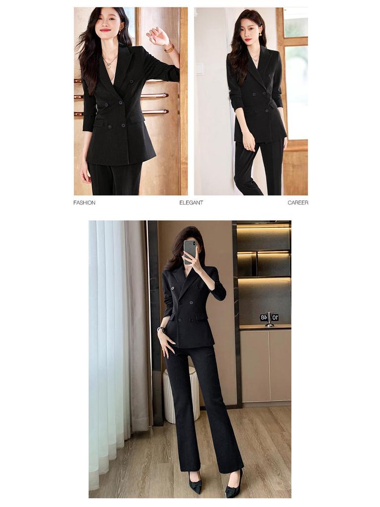 Women's Professional Suit Set: High-End Black Formal Wear for Interviews and Office