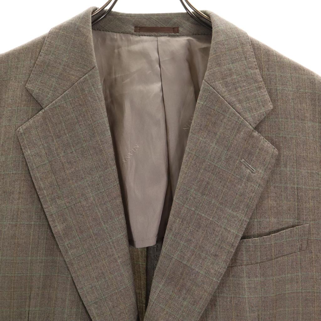 Lanvin 90s Wool Old Check Pattern Suit Setup ST50-56 Gray Men's Used