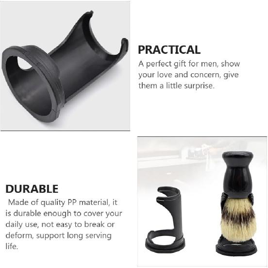 4Pcs Black Shaving Brush Stand Holder Set for Men's Grooming Non-Slip Base for Organized Storage and Easy Access