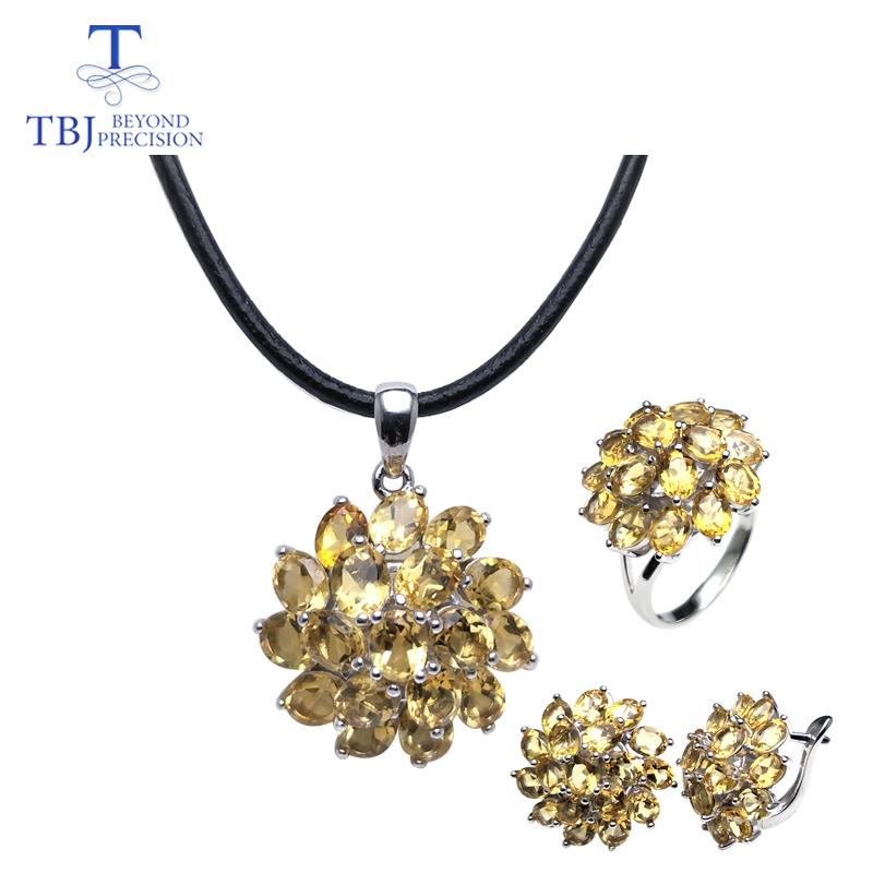 

Ожерелье/серьги/кольца из натурального цитрина, серебро 925 пробы, изысканные ювелирные изделия, элегантный дизайн для женщин, подарок на день рождения, годовщину, вечеринку на день Святого Валентина US RING SIZE:7# жёлтый