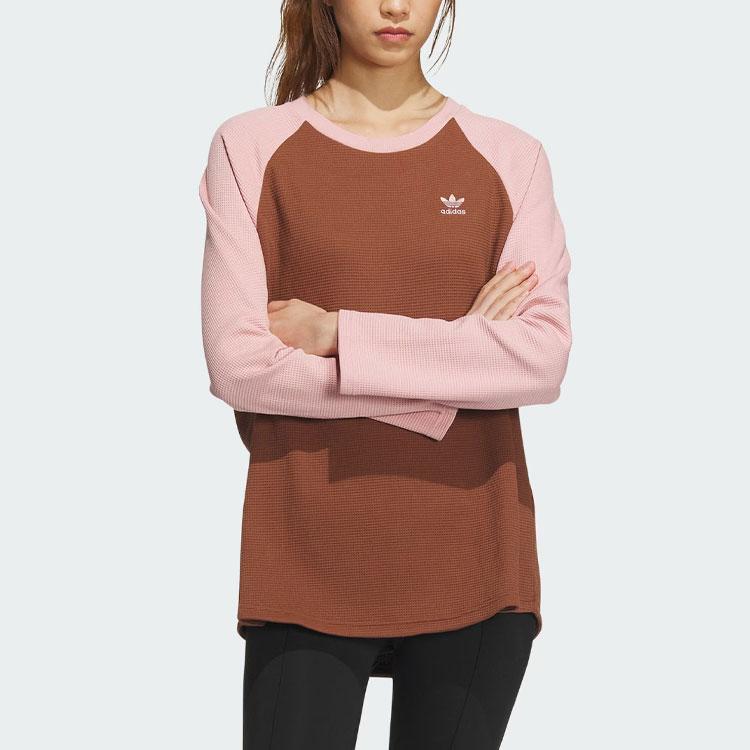 Adidas Originals Adicolor Long Sleeve Tee Loose Sports Women Tops Brown IZ1542