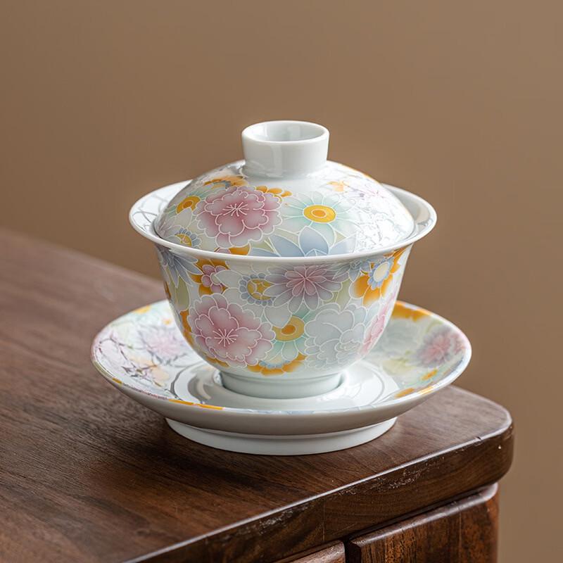 Jiumuqing Chinese Ceramic Gaiwan Tea Bowl with Lid