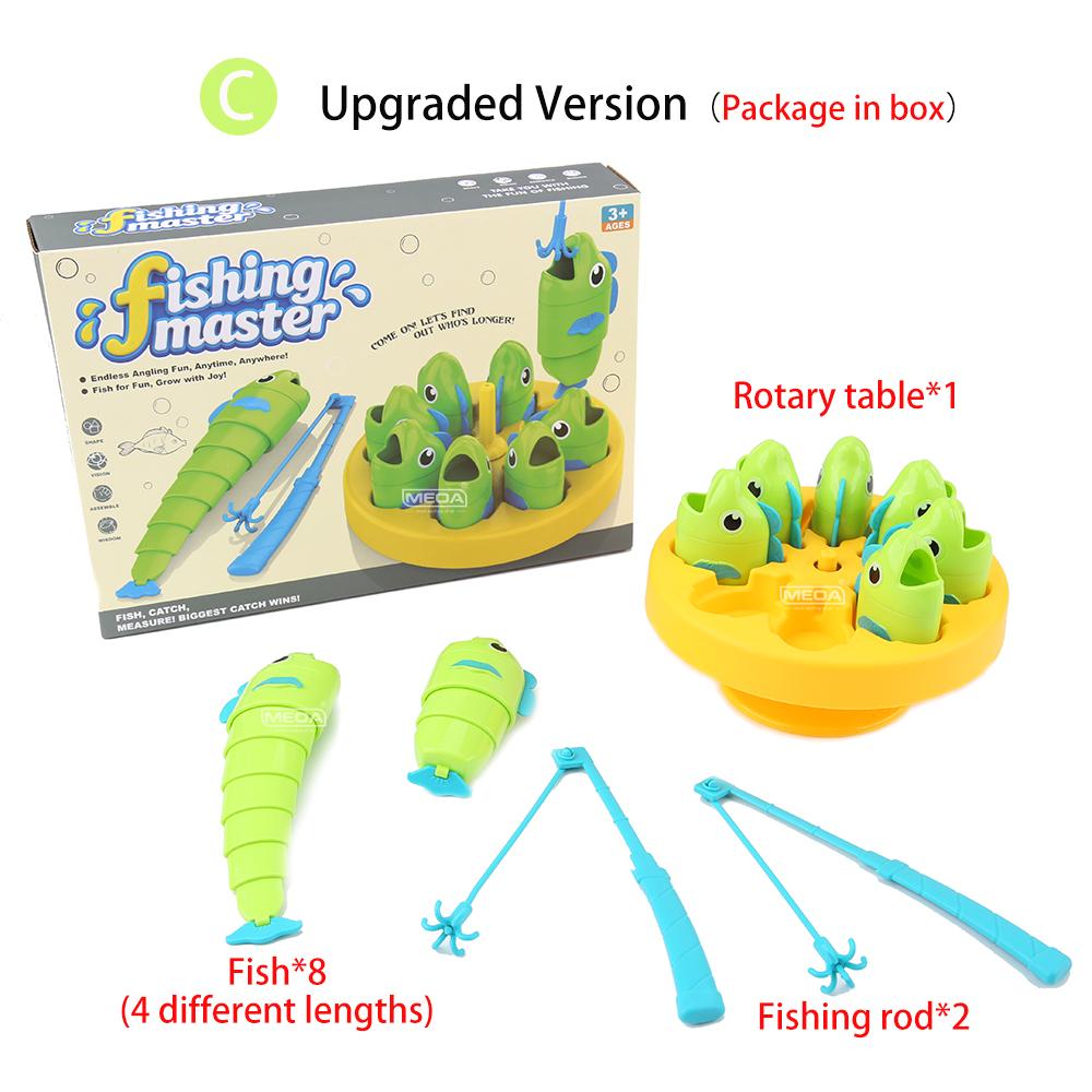 Fishing Battle Board Game with Turntable Fun Family Party Interaction Social Table Fish Body Stretchable Long Short Competition