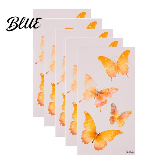 Temporary Face Tattoos 5 Sheets Butterfly Tattoo Stickers Waterproof Flower Tattoos Colorful Long-lasting Body for Parties Night Club Music Festival