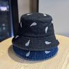 Spring and summer new embroidered denim fisherman hat for women, washed vintage style2026Versatile outdoor sun protection bucket hat trendy