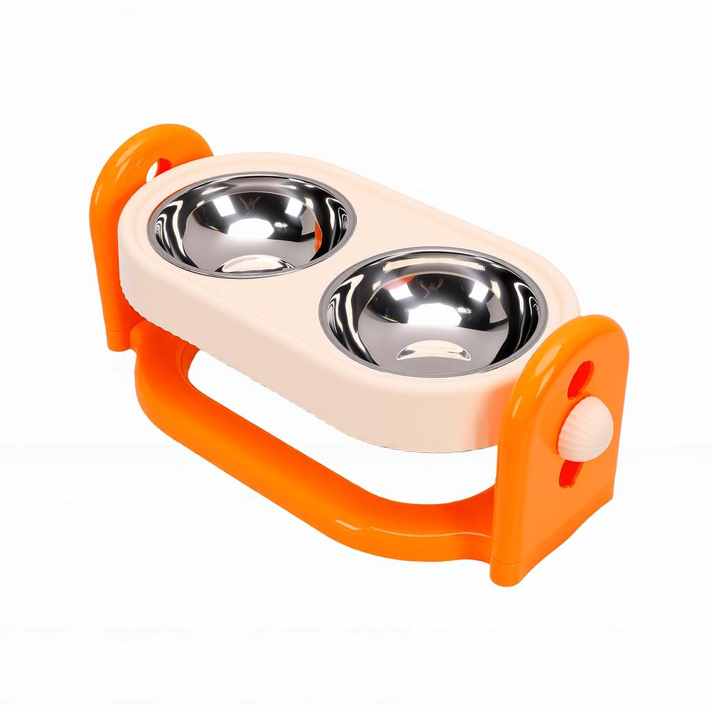 Elevated Cat Bowl with Stainless Steel Double Bowls Anti Spill Raised Pet Food Bowl for Cats Dogs