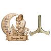 Wooden Ornament with Stable Base, Father Day Wooden Ornament, Decorative Resin Sculpture Family Love Decor for Desktop Bookshelf