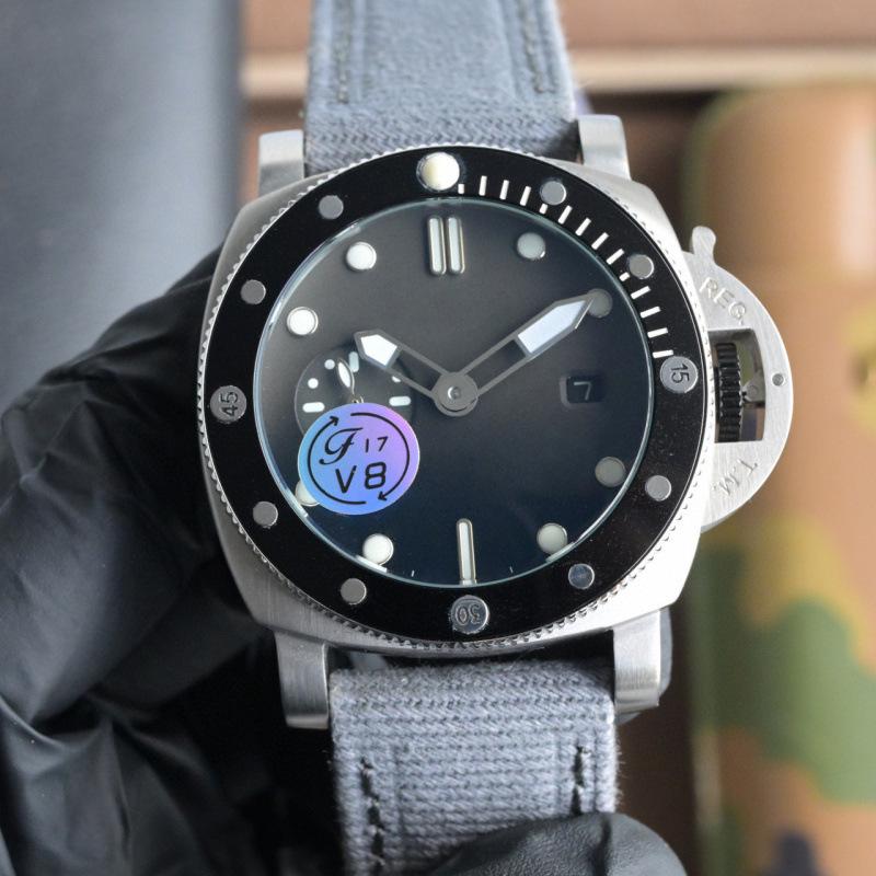 Panerai High Fat Da Hai 44mm Automatic Men's Watch with Canvas and Rubber Strap.