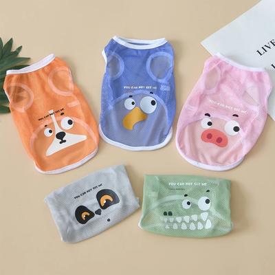 Vestiti per cani Primavera/Estate Canotta in rete fresca rispetto a Bear Golden Hair Keji Canotta sottile traspirante con stampa di cartoni animati XS-6XL