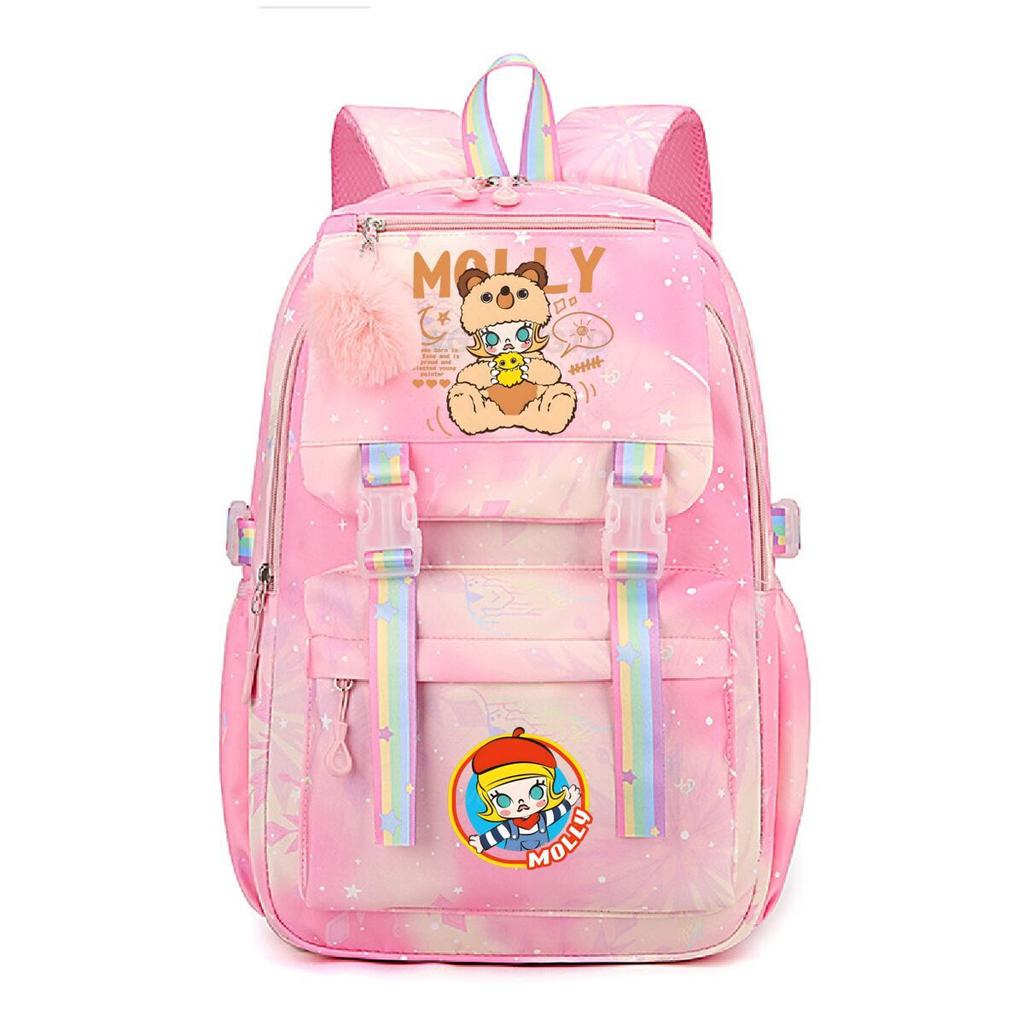 Nova mochila pequena e fofa com estampa de desenho animado da Molly, fresca, de grande capacidade, bolsa escolar