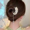 Imitation Pearl Wheat U Shape Rhinestone Leaf Hairpins Metal Hair Sticks Hairclip Headwear