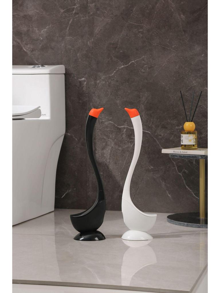 Perie de toaletă cu mâner lung în formă de lebădă cu bază – Fără colțuri moarte pentru o curățare ușoară