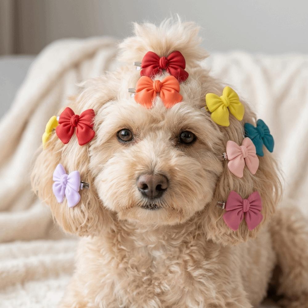 16pcs Mini Size Dog Bow Tie Multicolor Pet Bow Clip Durable Cat Hair Accessory Small Pet