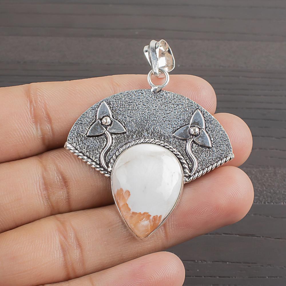 

Natural Scolocite Gemstone 925 Sterling Silver Jewelry Designer Pendant 1.8 AJP-2008