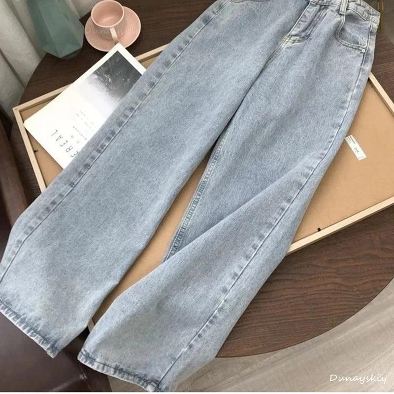

Women s High Waist Jeans Streetwear Women s Fashion Jeans Ladies Wide Leg Pants Long Pants S светло-синий