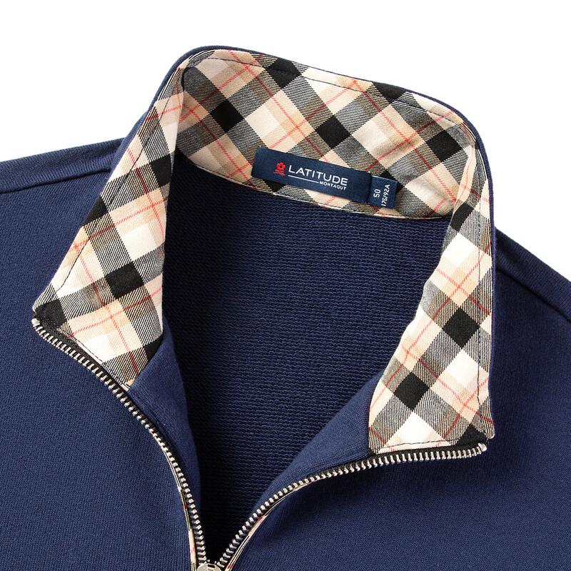 MONTAGUT Men's Plaid Polo Collar Long Sleeve Sweatshirt