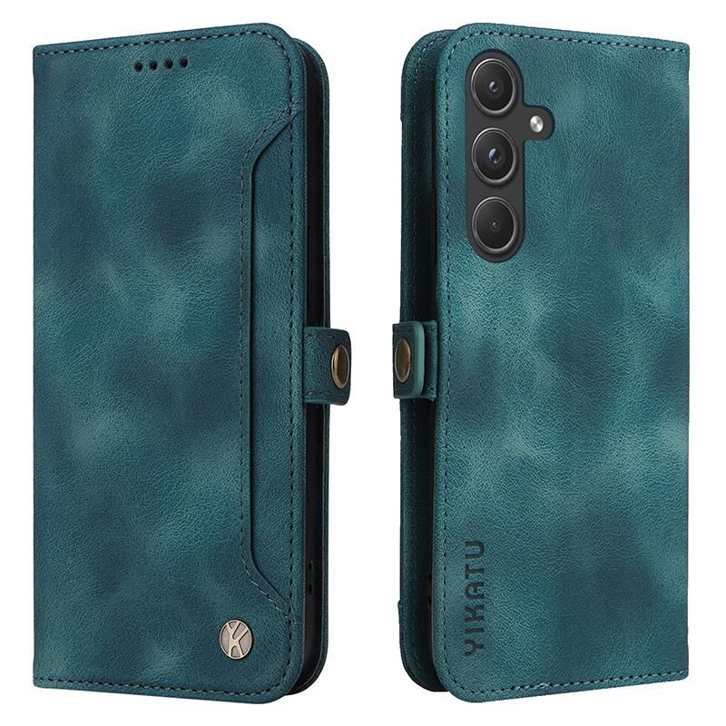 

YIKATU YK-002 For Samsung Galaxy A55 5G Case PU Flip Wallet Phone Cover with Outer Card Slot Green
