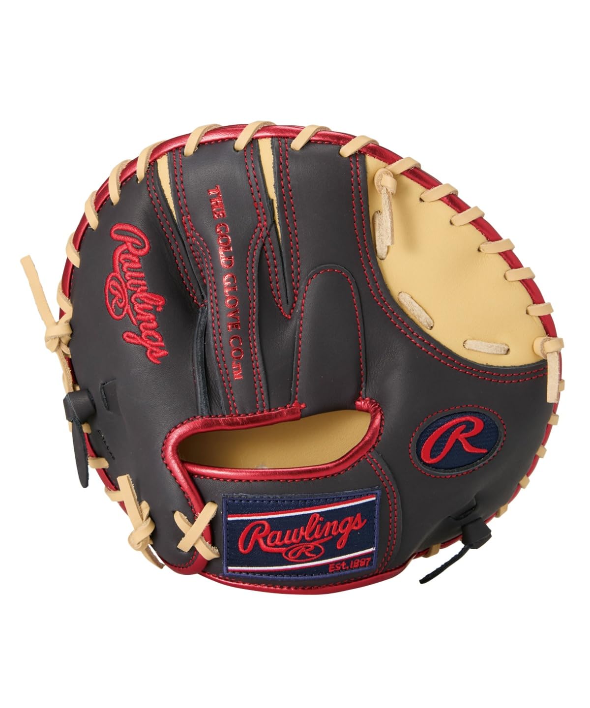 Rawlings GAMER TRAINING GH5GT2 Бейсбол Размер T Носить на Левой Перчатке, Хардбол, Взрослый, Верблюжий/Темно-синий, (Правша, Рука)