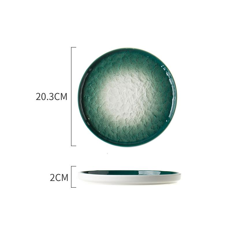 Round Porcelain Dinner Plate Stone Design Western-style Steak Dishes Ceramic Platter For Restaurant Cuisine Food Serving Plate