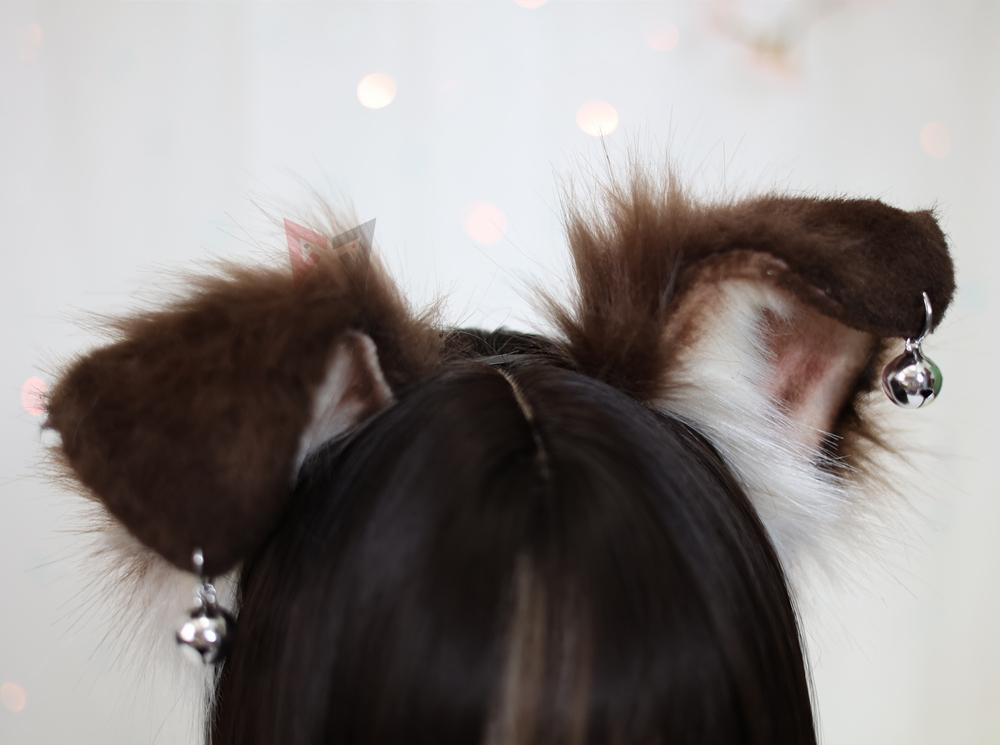 

New Handmade Work Black Brown Collie Dog Ears Fold Style Tail Hairhoop Hairbands Headband Headwear Cosplay Costume Accessories one size