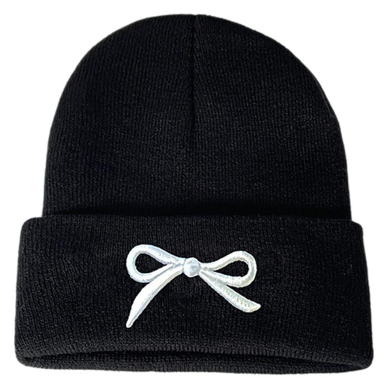 Korean Knitted Hat Children's Autumn and Winter Versatile Warm Ear Protector Cold Hat Outdoor Embroidery Bow Wool Hat