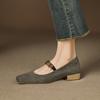 Fashion 2025 NEW Spring Women Pumps Square Toe Low Heel Shoes Sheepskin Suede Shoes for Women Concise Belt Buckle Mary Janes Shoes