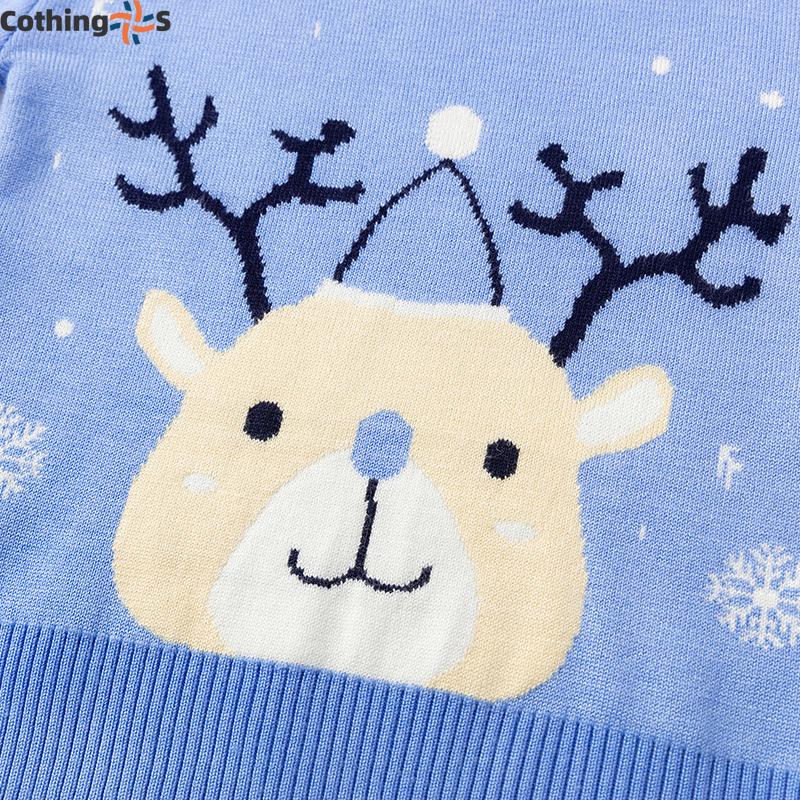 Kinderpullover Neuer Herbst und Winter Schneeflocke Hirsch Jungen und Mädchen Boden Strickpullover Kinderkleidung
