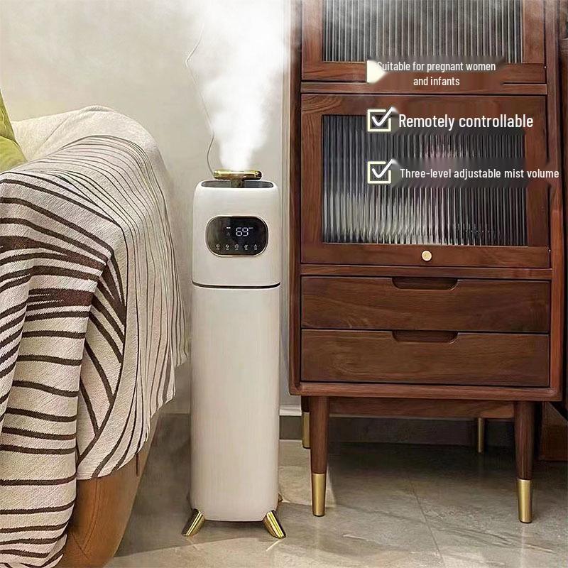 Silent Floor-Standing Home Air Humidifier with Large Mist, Sterilization, and Easy Water Refill for Bedrooms and Nurseries
