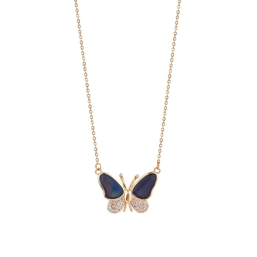 Colier Magnetic Fluture cu Schimbare de Culoare—Lanț Trendy Stil Socialit pentru Claviculă