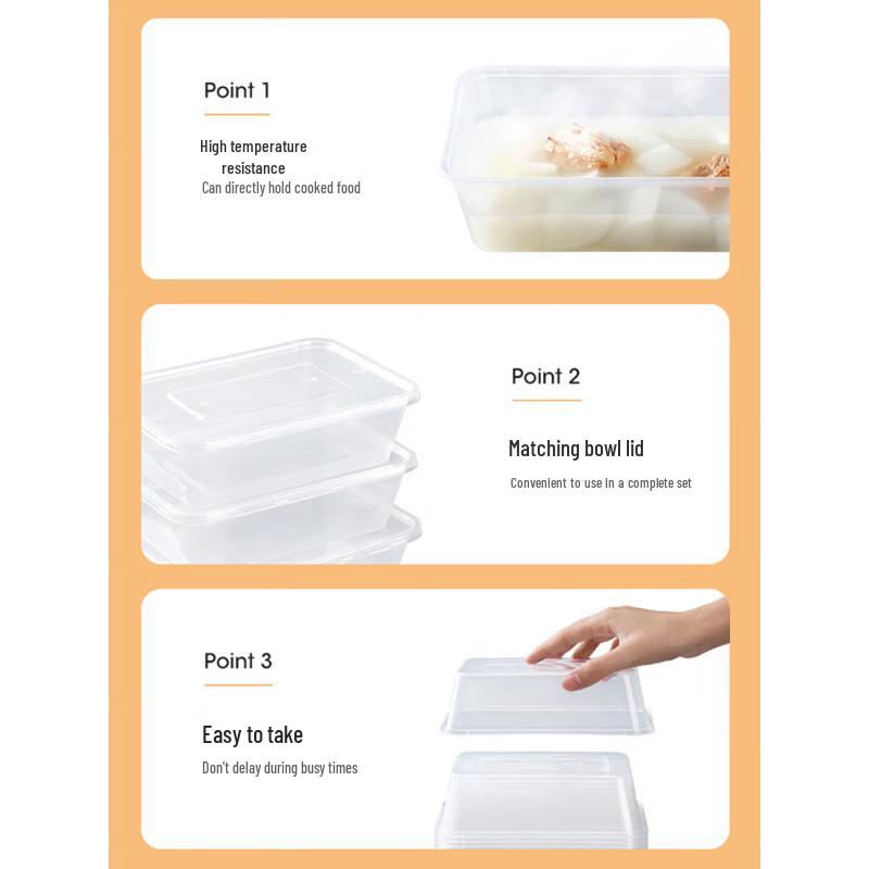 Meiliya Disposable Square Meal Prep Containers with Lids