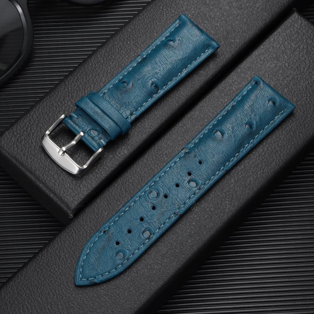 Ostrich Pattern Leather Strap Suitable for Various Brands of Smart Straps First Layer Leather Strap 18/19/21/20/22mm