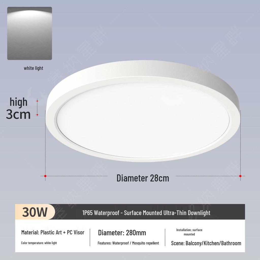 Waterproof LED Ceiling Light for Kitchen, Bathroom, and Outdoor Areas