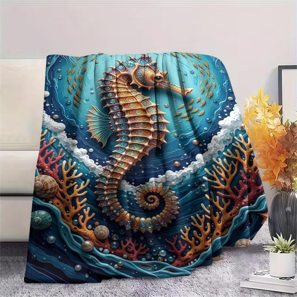 Marine Life Print Flannel Blanket,High Quality Comfortable for All Seasons,Home Decor,Warmth and Comfort,Perfect for Christmas Gifts