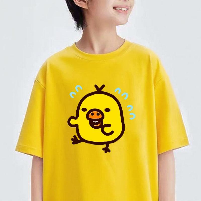 

Желтая футболка с цыпленком для детей Летняя повседневная милая красочная одежда с коротким рукавом и круглым вырезом для подростков 3XL жёлтый
