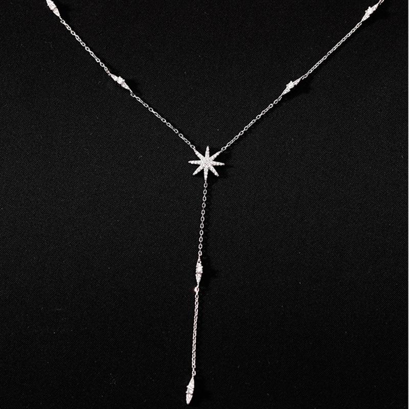 New 925 Silver Star Necklace Simple Personality Long Choker Women Fine Jewelry Birthday Gift for Her
