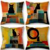 Black Cat Pillowcase Wedding Decorative Linen Pillow Case For Home Pillow Cover 45X45(One Sides)