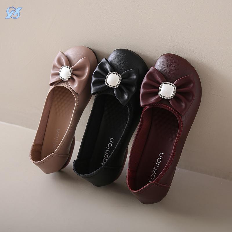 Flat single shoes women's spring and summer new versatile light mouth bow gentle casual shoes black