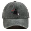 Unisex Black Cat Embroidered Washed Baseball Cap - Outdoor Summer Sun Hat, Hip Hop Style