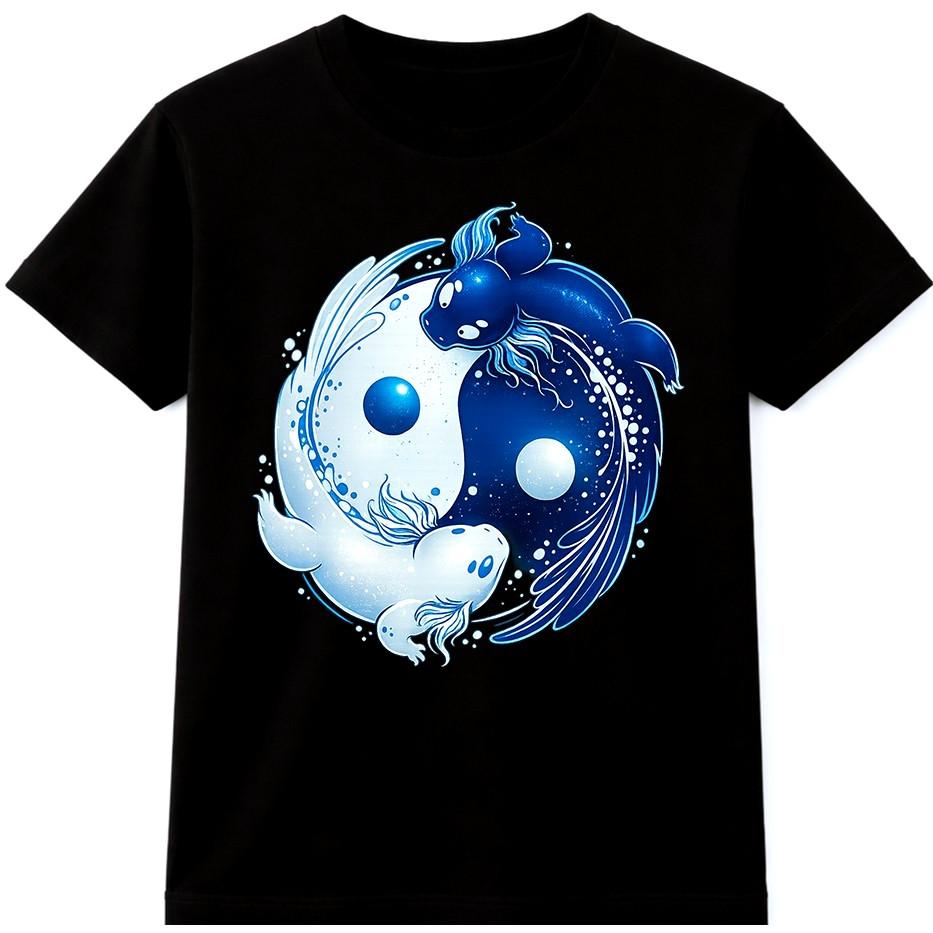 Koi Fish T Shirt Yin Yang Japanese Koi Carp Tattoo Art Tee S