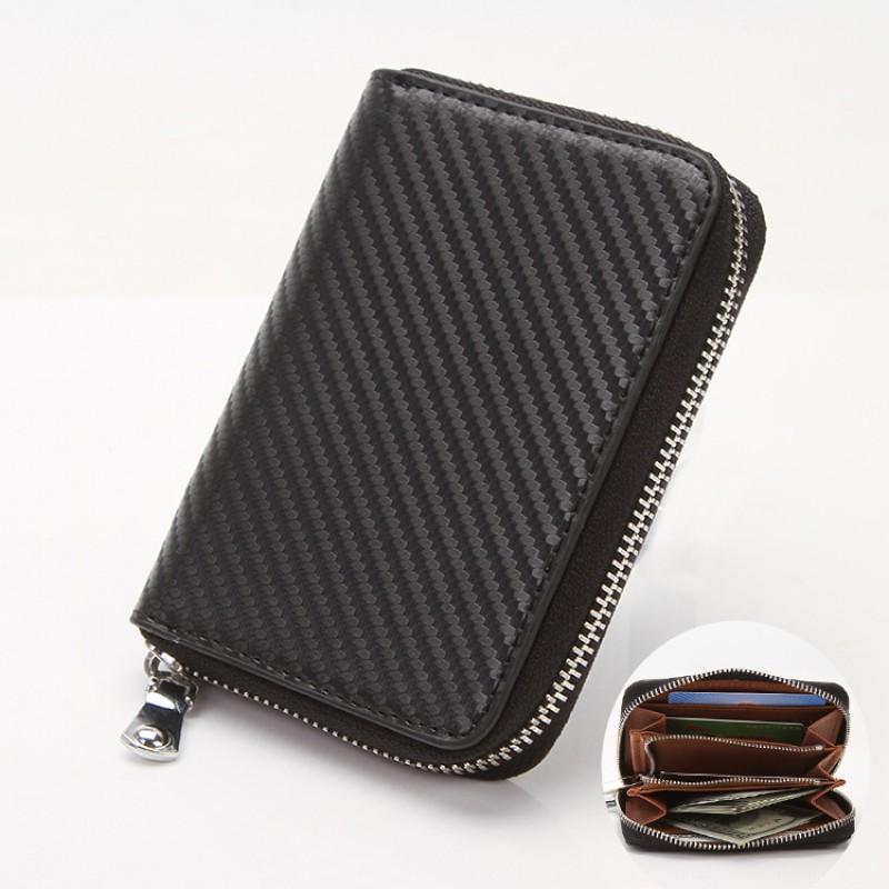Mini Small Wallet Popular Carbon Fiber Short Zipper Men's
