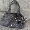 Large Capacity Polka Dot Tote Bag Women's Commuter Casual Shoulder Bag Heart Charm Leisure Bag Soft Canvas Square Shape